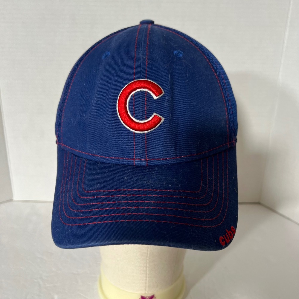 New Era 39THIRTY Chicago Cubs Hat Blue Red Mesh Stretch Fit Med-Lrg